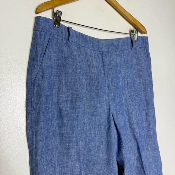 Talbots Women’s 100% Linen Pants Blue Size 10 Straight Leg - Picture 6 of 8